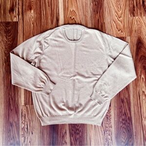 Saks Fifth Avenue Cashmere Cotton Tan Crewneck Sweater Made in Scotland